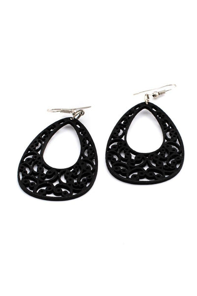 Handmade WOOD Earrings BLACK - awatara