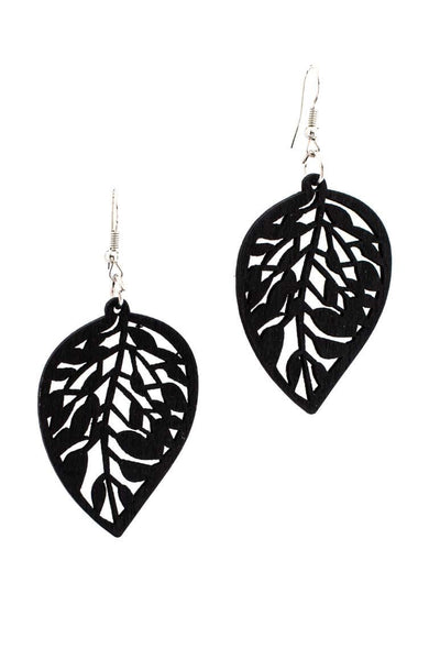 Handmade WOOD Earrings BLACK - awatara