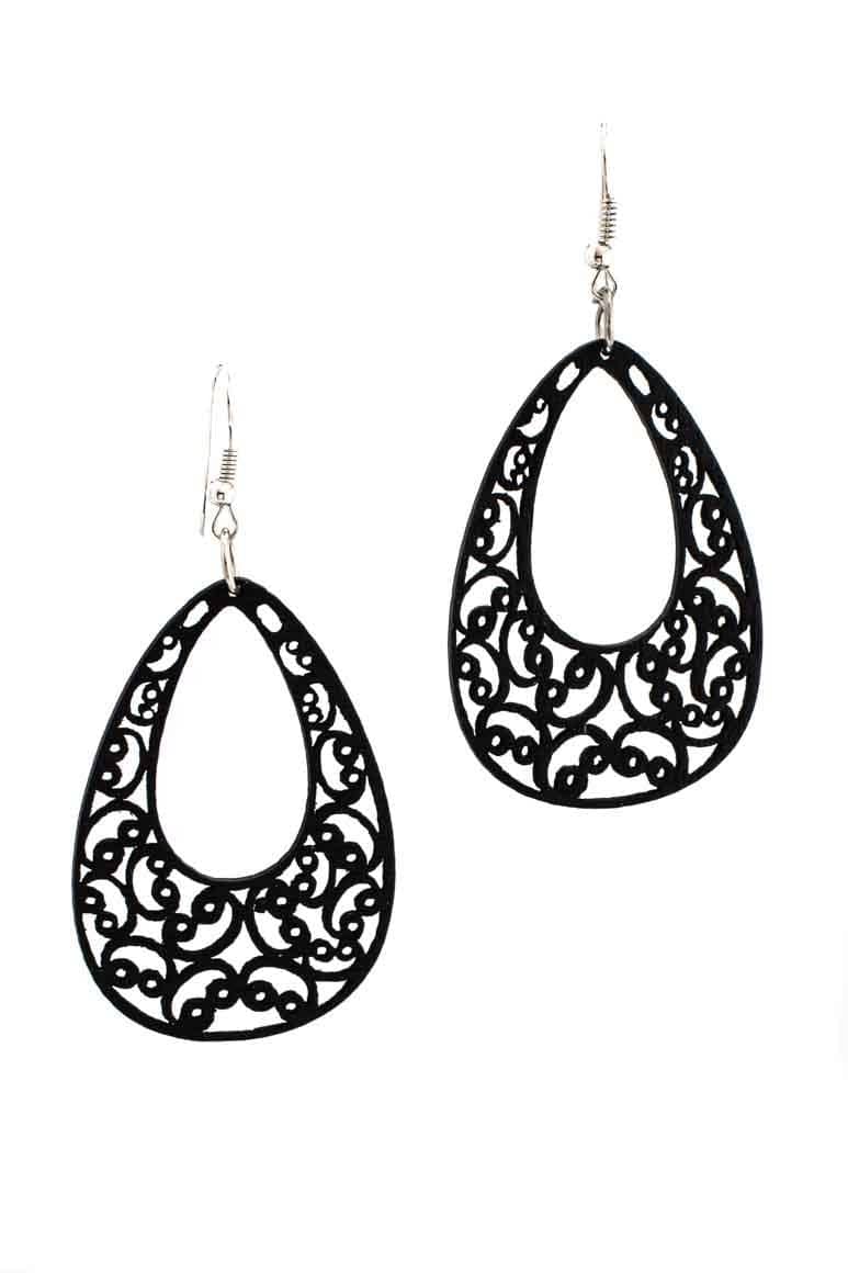 Handmade WOOD Earrings BLACK - awatara