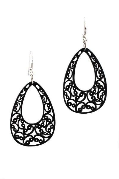 Handmade WOOD Earrings BLACK - awatara