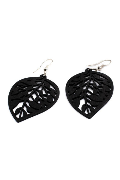 Handmade WOOD Earrings BLACK - awatara