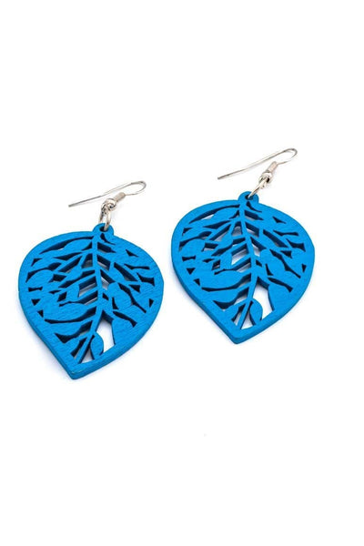 Handmade WOOD Earrings BLUE - awatara
