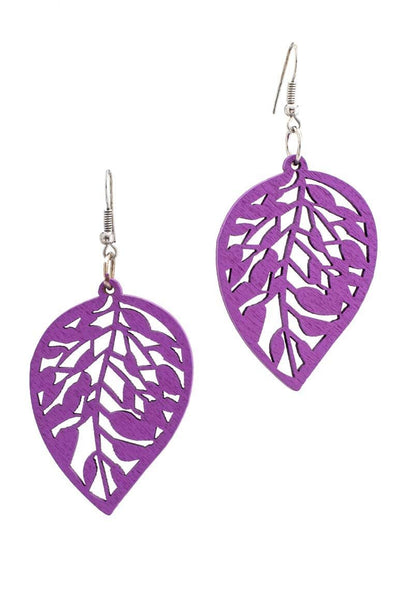 Handmade WOOD Earrings PURPLE - awatara