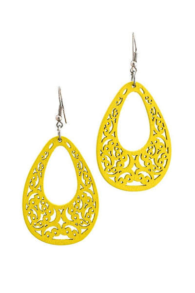 Handmade WOOD Earrings YELLOW - awatara