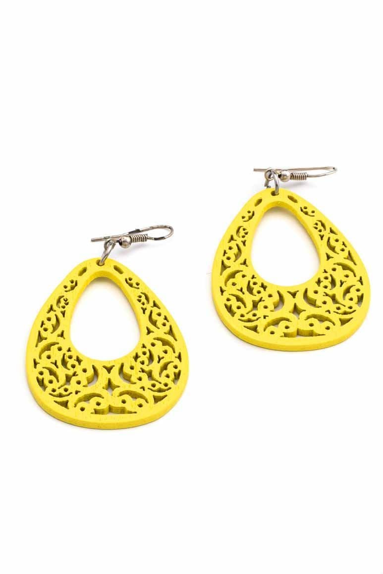 Handmade WOOD Earrings YELLOW - awatara