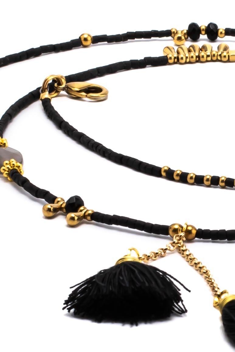 Hippie Elegant necklace bracelet black - awatara