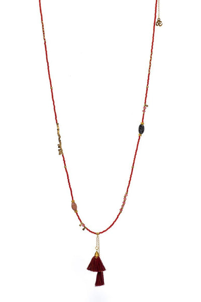 Hippie Elegant necklace bracelet red - awatara