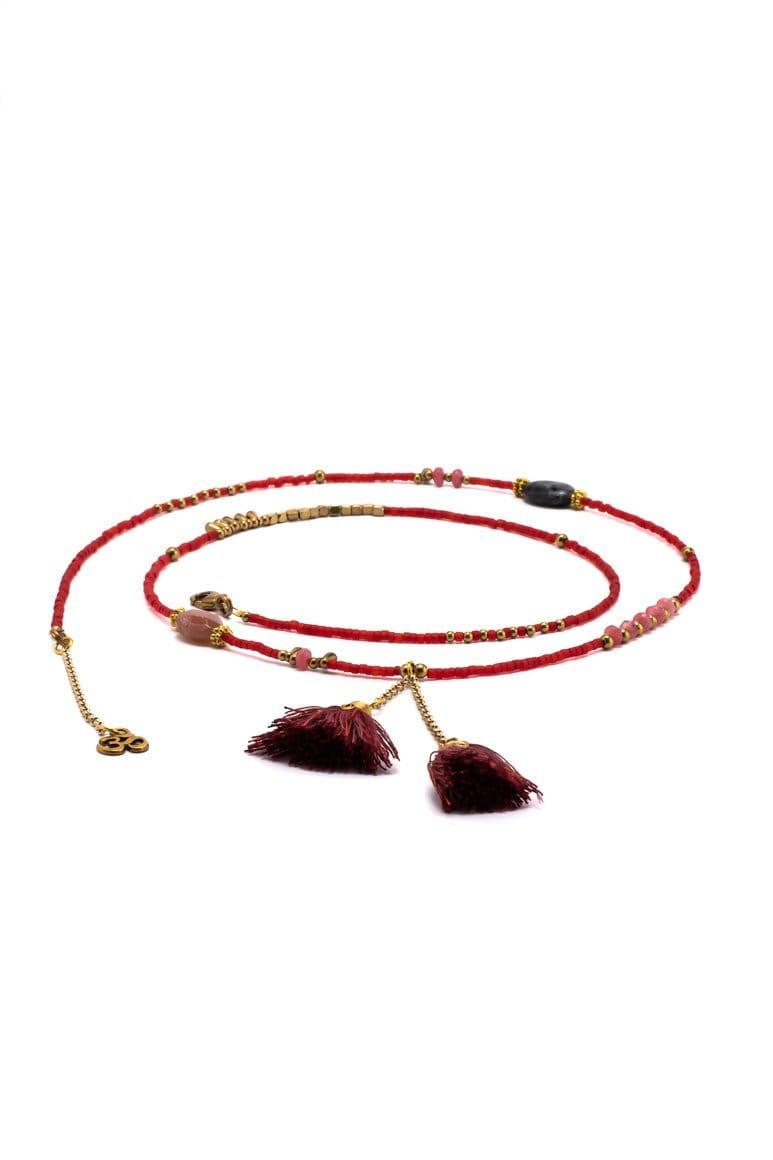 Hippie Elegant necklace bracelet red - awatara