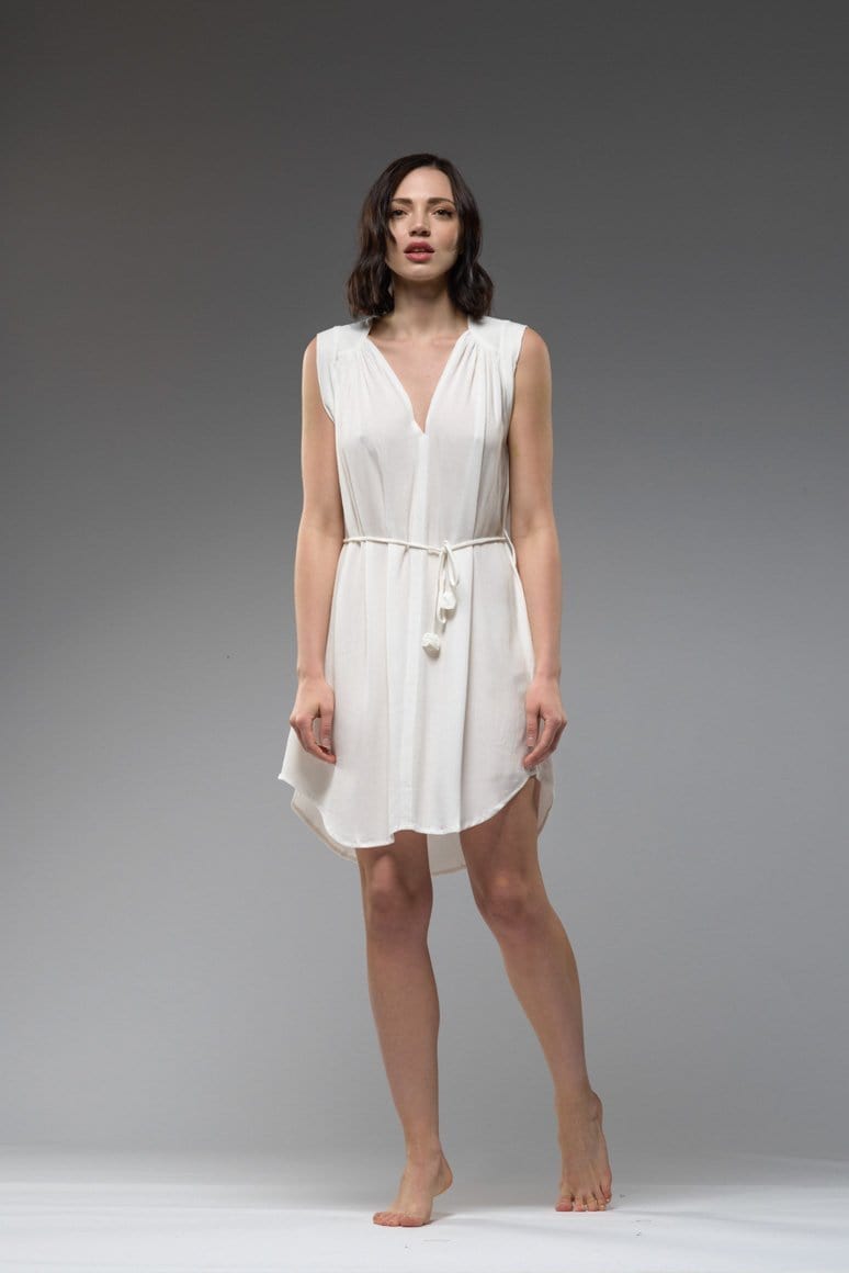 LORA SHORT ELEGANT DRESS WHITE - awatara