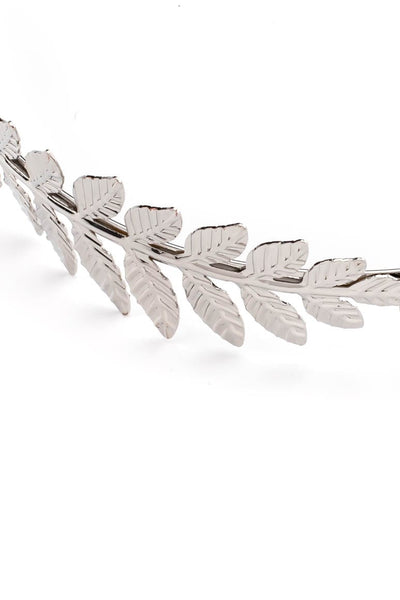 metal silver leaf design hairband headband-awatara