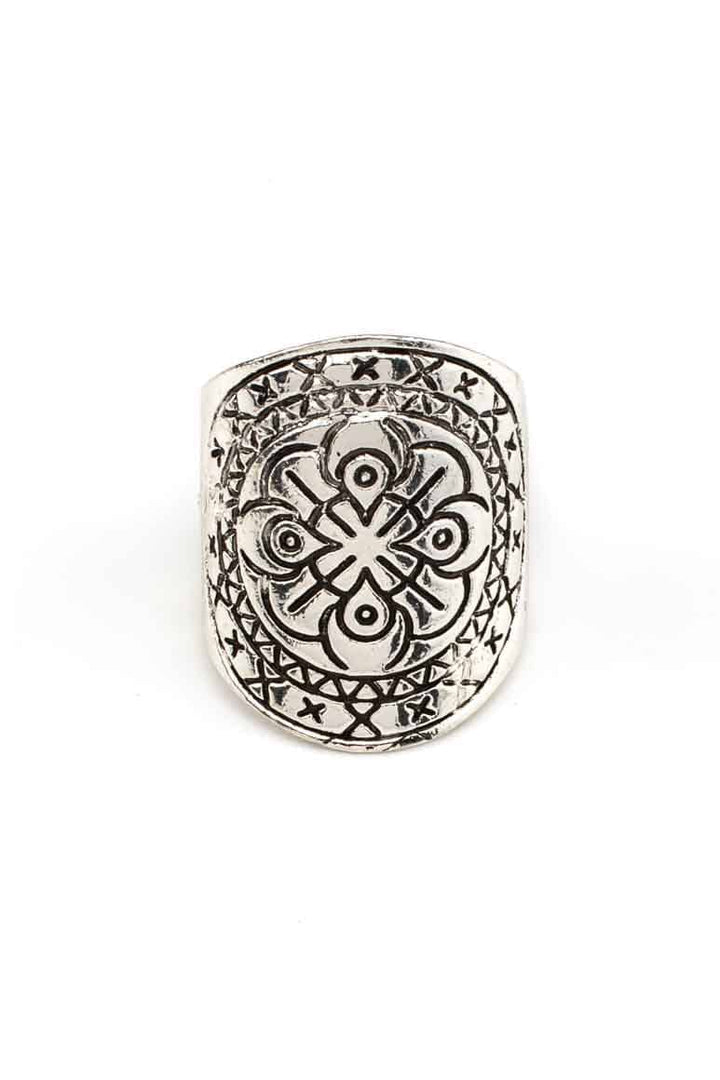  Metal silver bohemian style carving ring-awatara