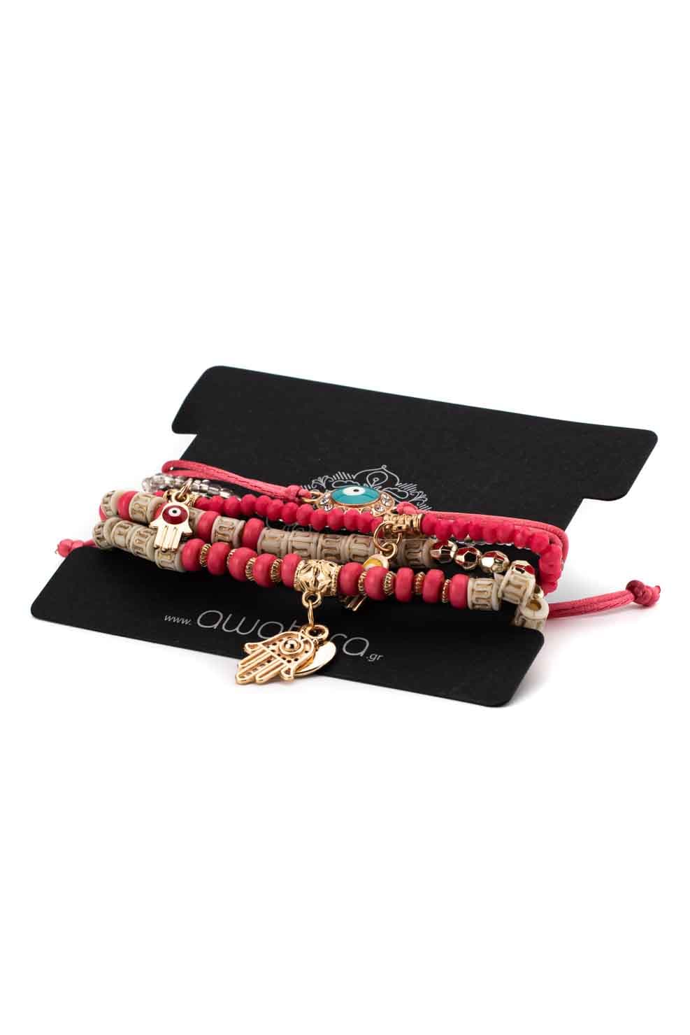 elastic beaded evil eye multilayer bracelet set