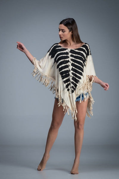 NELLI CREAM BOHEMIAN PONCHO - awatara