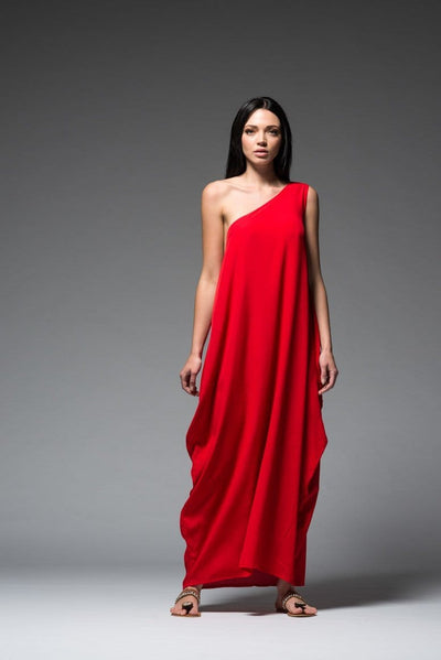 NEMESIS ONE SHOULDER RED DRESS - awatara