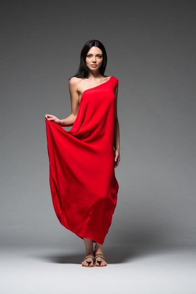 NEMESIS ONE SHOULDER RED DRESS - awatara