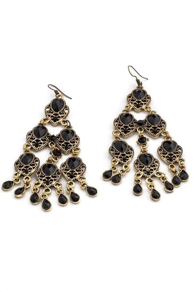 Retro style black stone earrings - awatara