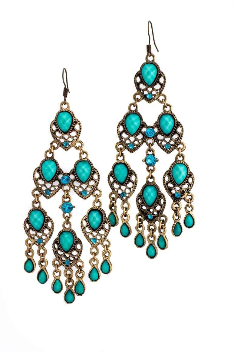 Retro style turquoise stone earrings - awatara