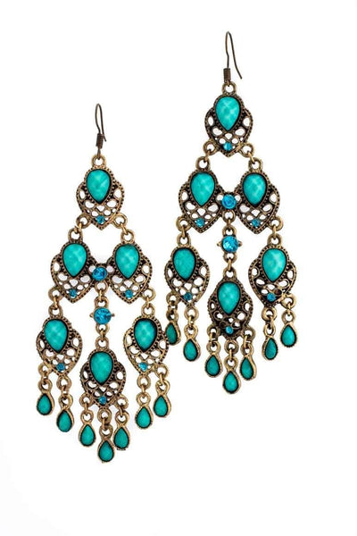 Retro style turquoise stone earrings - awatara