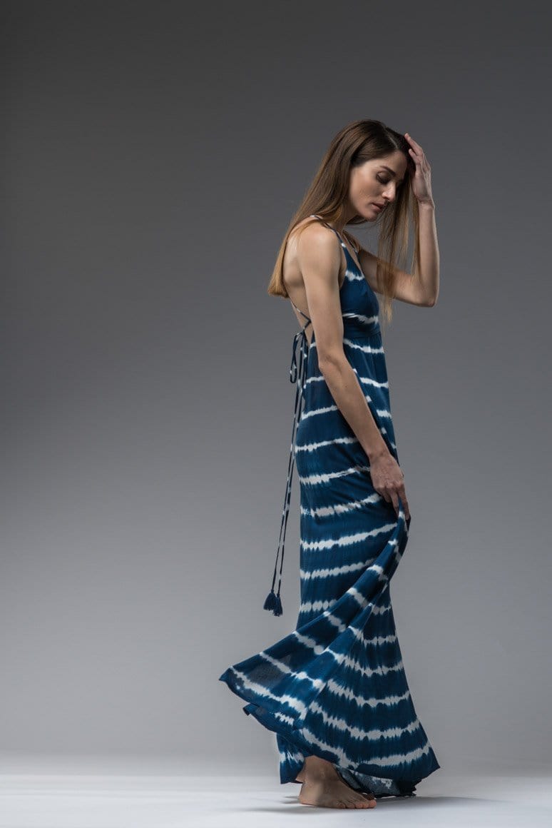 SHORETTA TIE DYE BACKLESS LONG DRESS - awatara