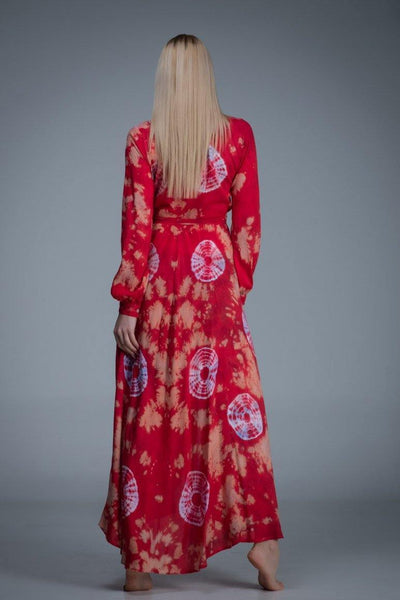 SOLEIL MAXI WRAP DRESS RED - awatara