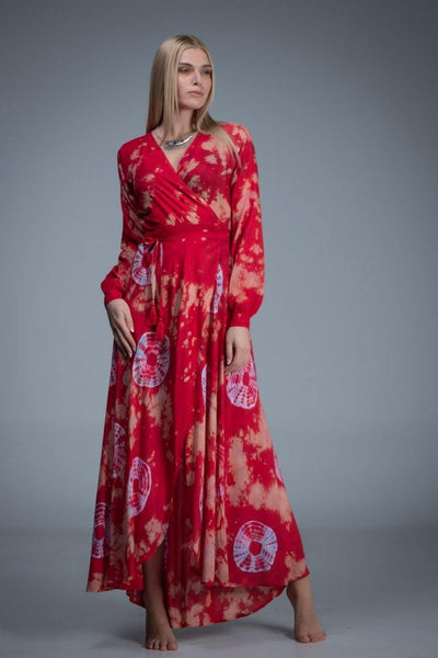 SOLEIL MAXI WRAP DRESS RED - awatara