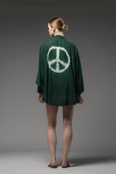 green tie dye peace symbol beads embroidered  short jacket