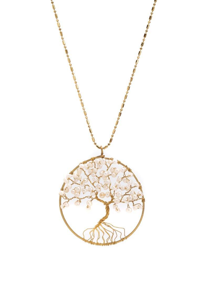 Tree of life pendant handmade pearl necklace - awatara