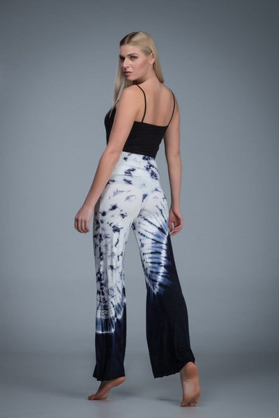 Blue tie dye elastic bohemian pant