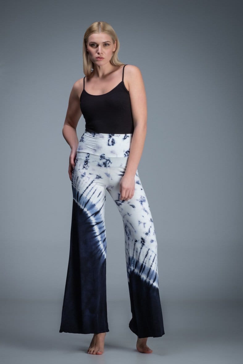 Blue tie dye elastic bohemian pant