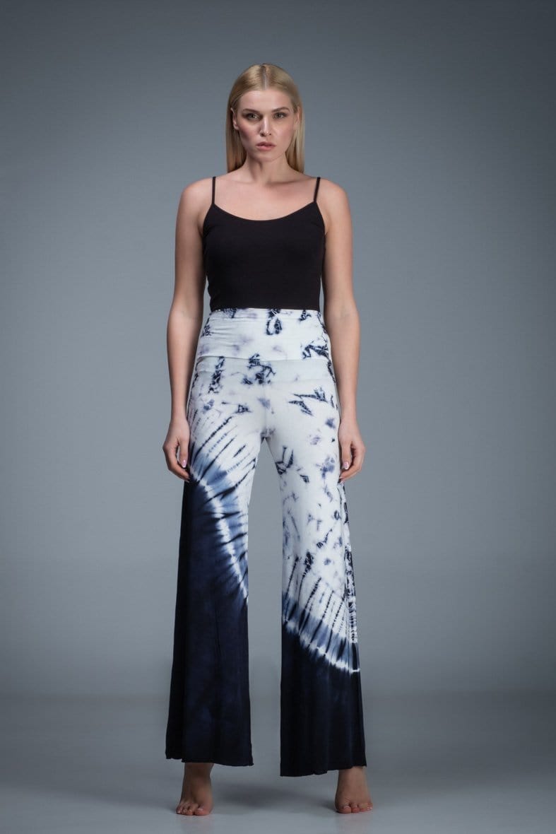 Blue tie dye elastic bohemian pant